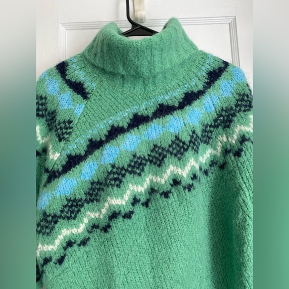 Derek Lam 10 Crosby Diagonal Grammer Fair Isle Turtleneck Sweater Size: Large - Picture 6 of 12